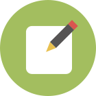 An icon of a pencil and paper